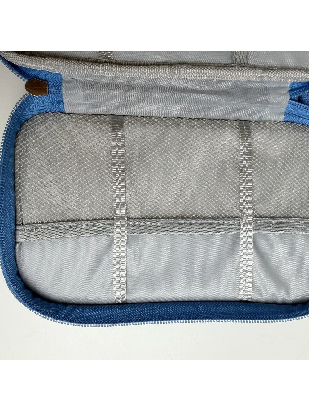 Blue Travel Electronics Organizer Case Double Layer Cable Charger Storage